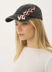Ignite Six Panel Cap - Black with Flames | Afends