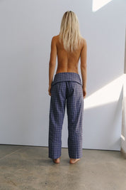Mika Fold Pant - Indigo Plaid | The Bare Road