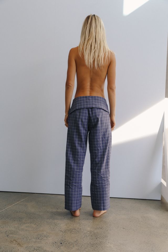 Mika Fold Pant - Indigo Plaid | The Bare Road