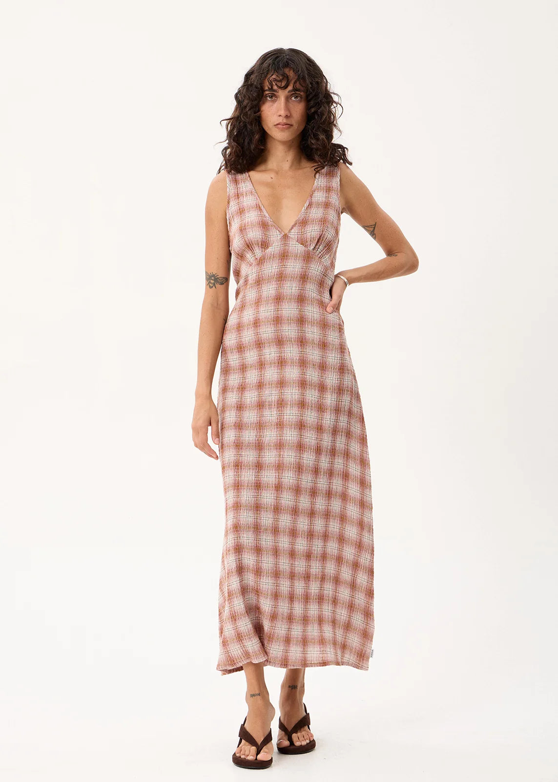 Tully Seersucker Maxi Dress - Desert Check | Afends