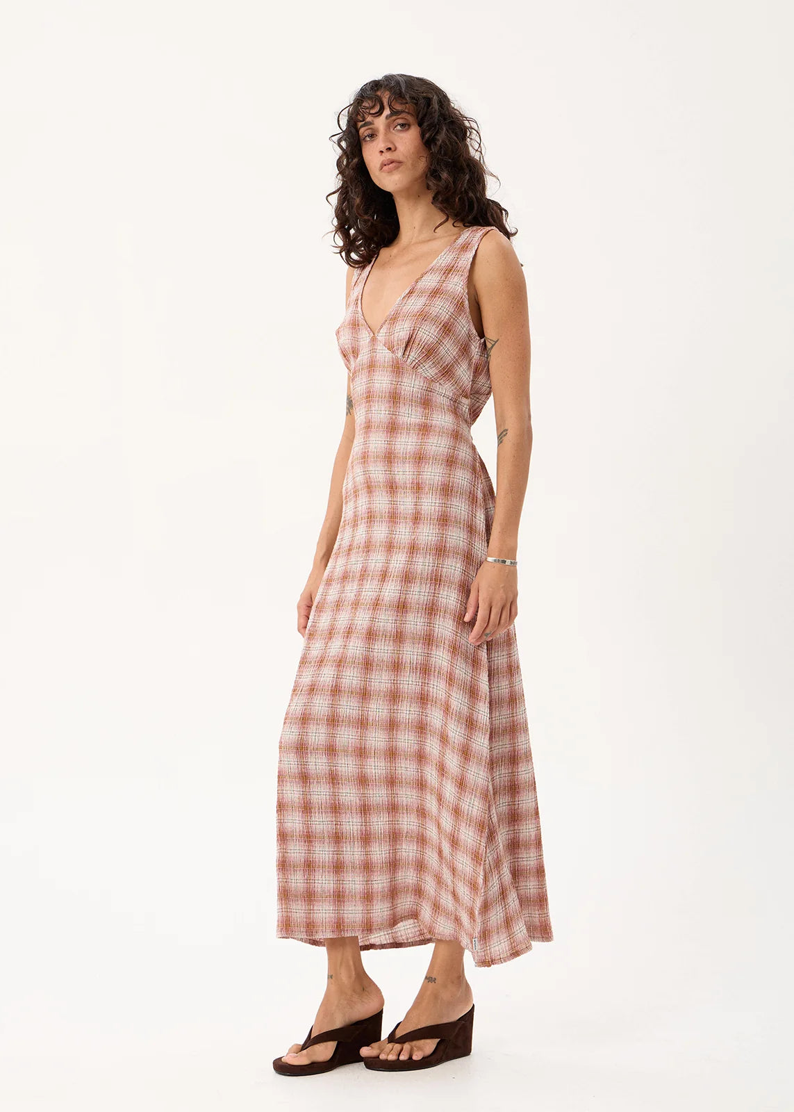 Tully Seersucker Maxi Dress - Desert Check | Afends