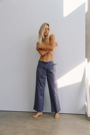 Mika Fold Pant - Indigo Plaid | The Bare Road