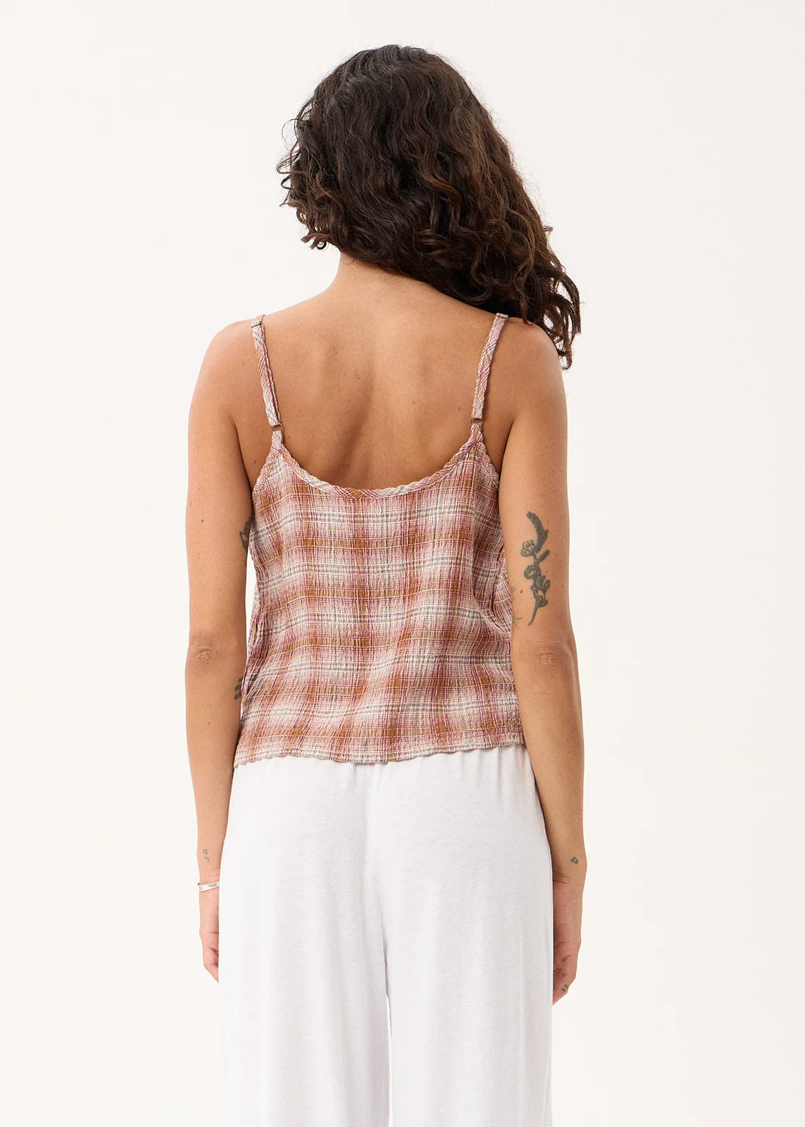 Bree Seersucker Sleeveless Top - Desert Check | Afends