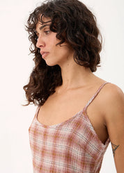 Bree Seersucker Sleeveless Top - Desert Check | Afends