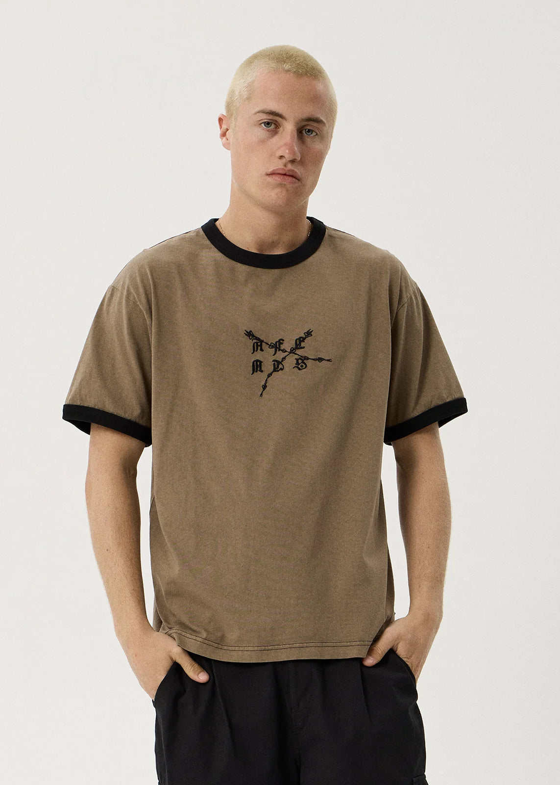 Stem Boxy Ringer Tee _ Vintage Fossil | Afends