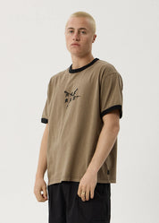 Stem Boxy Ringer Tee _ Vintage Fossil | Afends