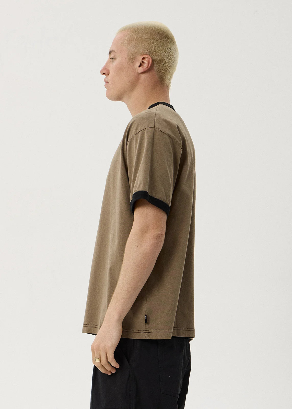 Stem Boxy Ringer Tee _ Vintage Fossil | Afends