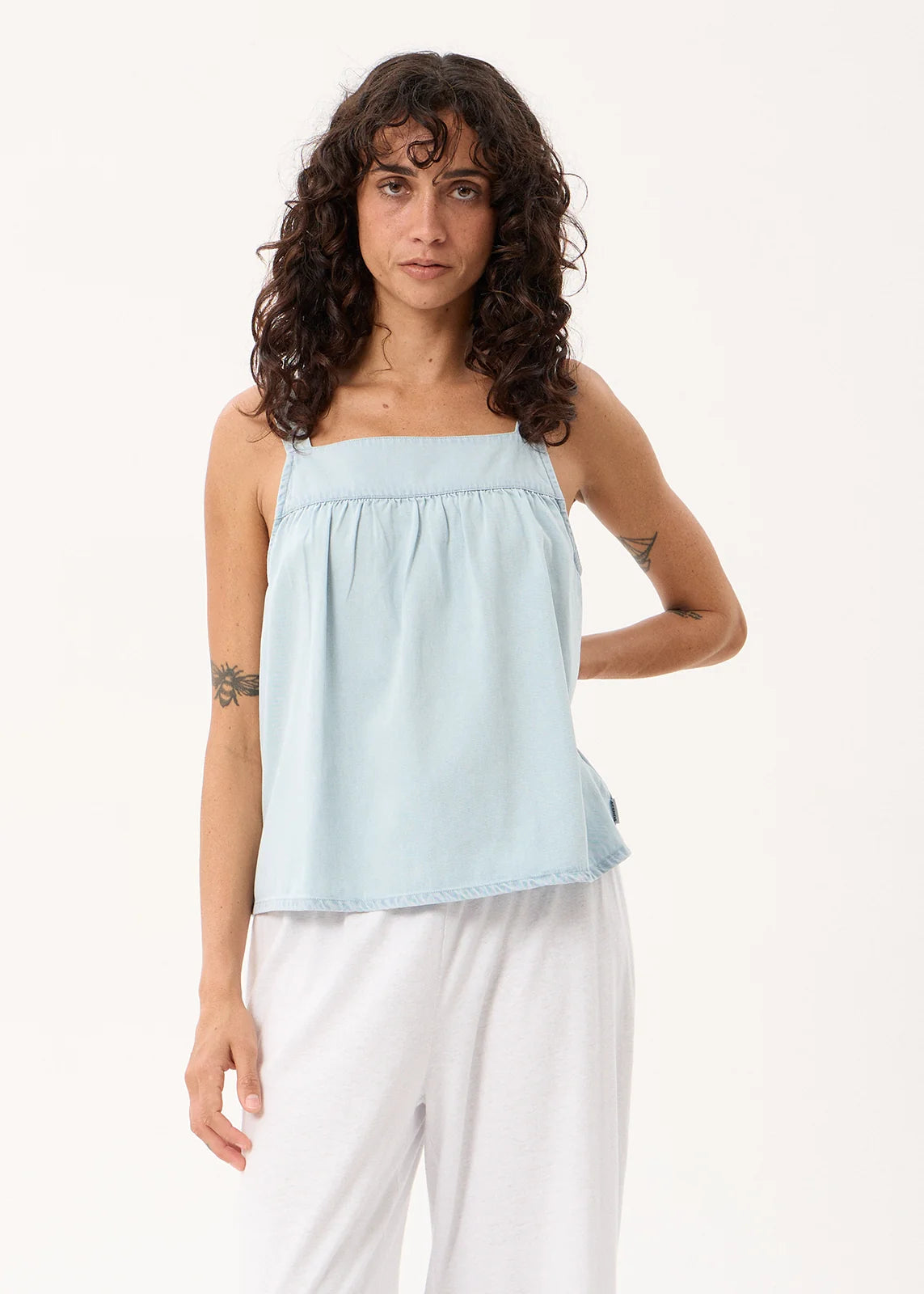 Candice Chambray Cami Top - Moonbeam Check | Afends