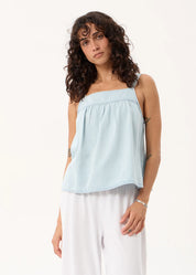 Candice Chambray Cami Top - Moonbeam Check | Afends