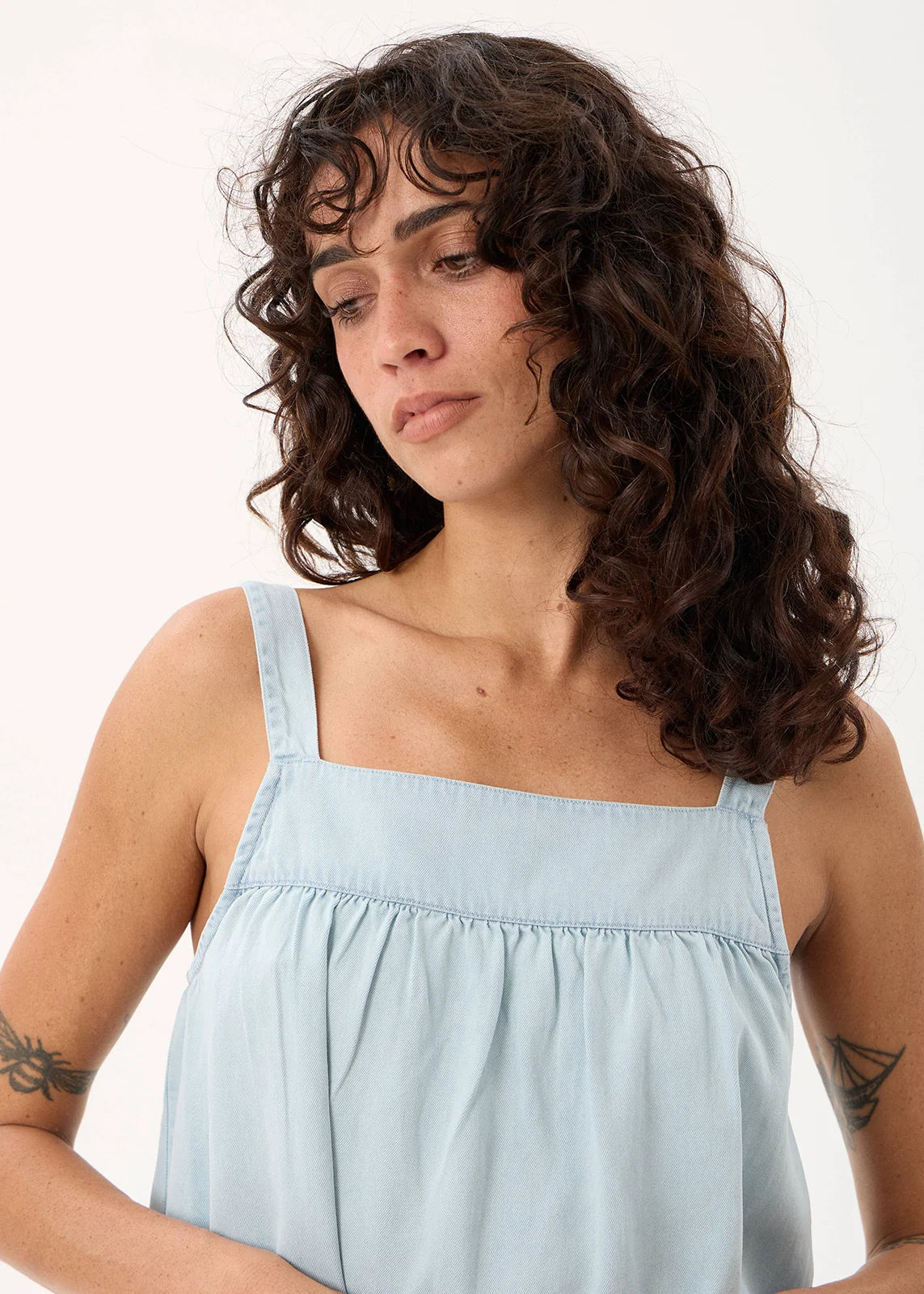 Candice Chambray Cami Top - Moonbeam Check | Afends