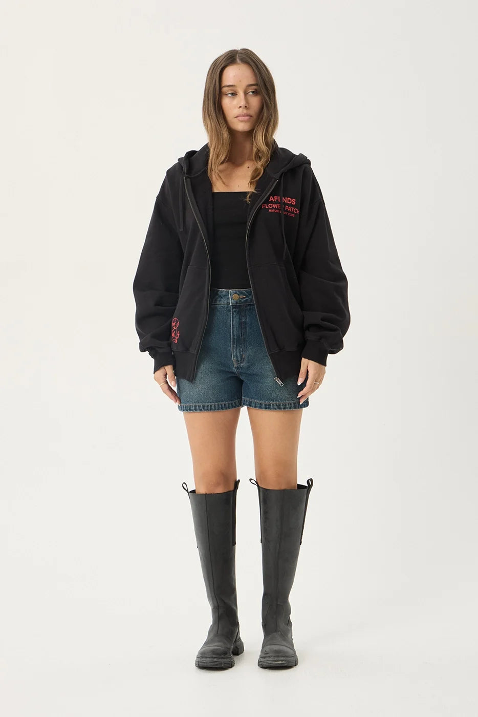 Flower Patch- Boxy Zip Hood | AFENDS