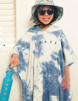 Tie Dye Vibes - Youth Beach Poncho - Blue/White | Carve