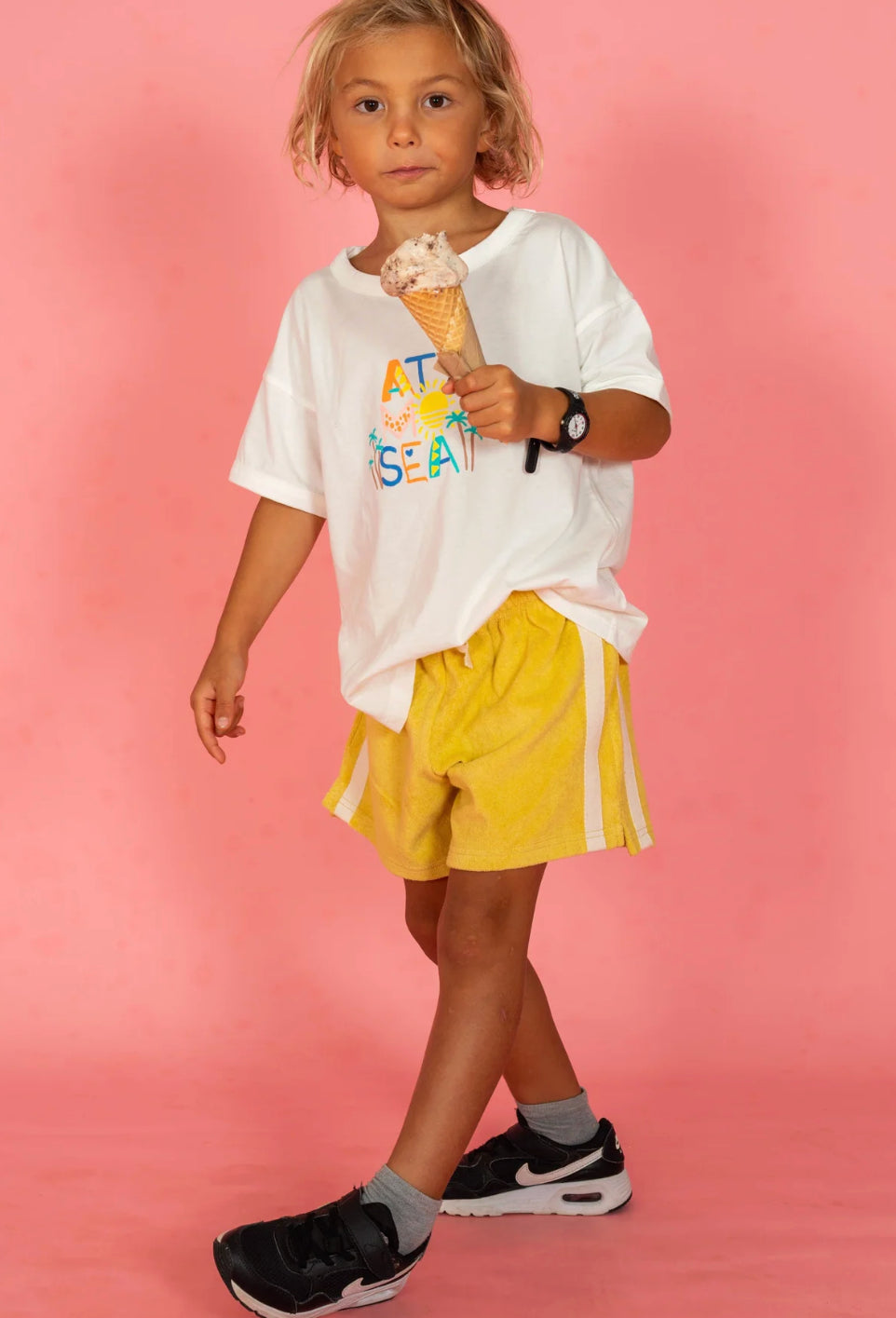 Mini Terry Towelling Shorts in Butter Yellow | Atmosea