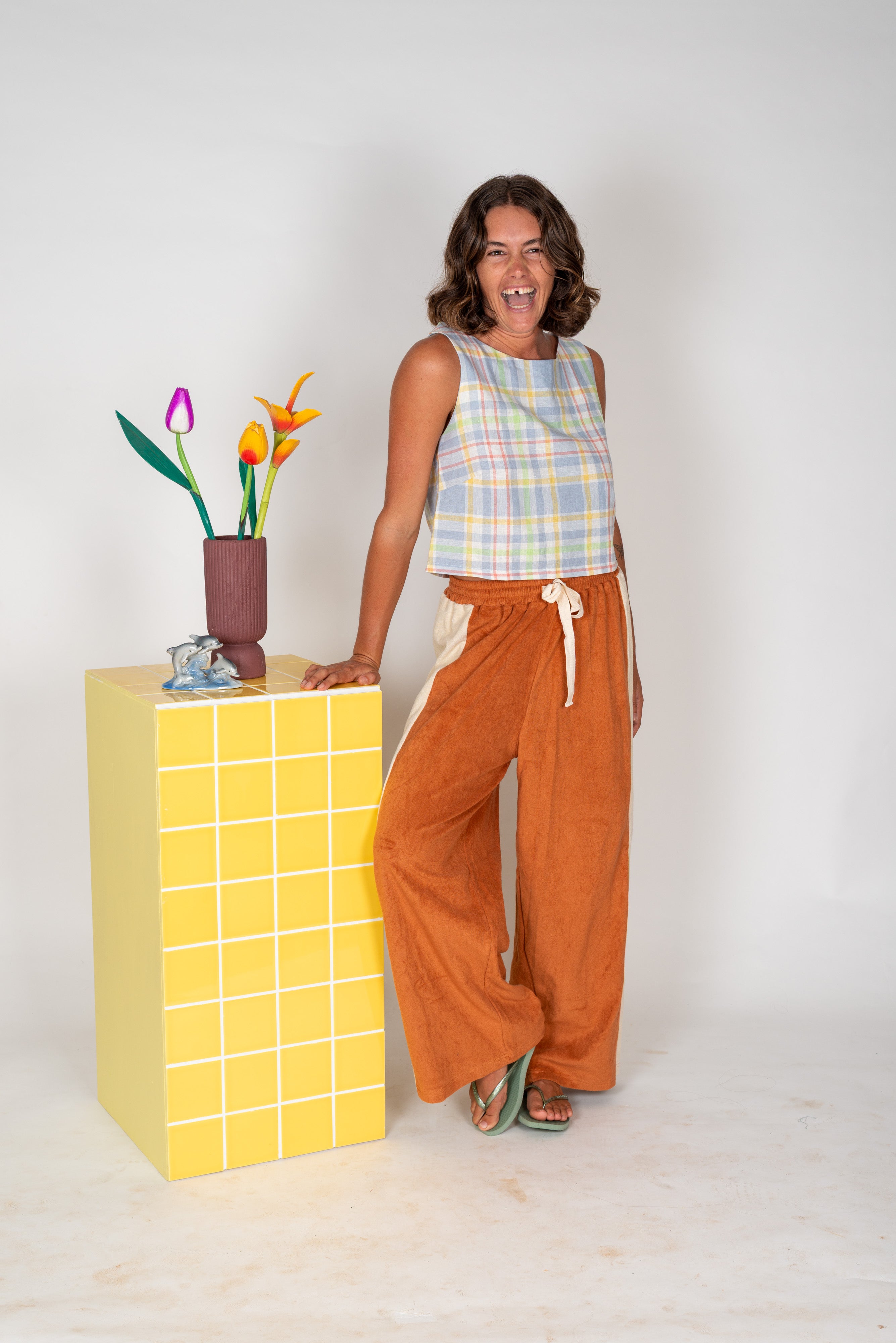 Apres Surf Pant - Rust and Cream | Atmosea