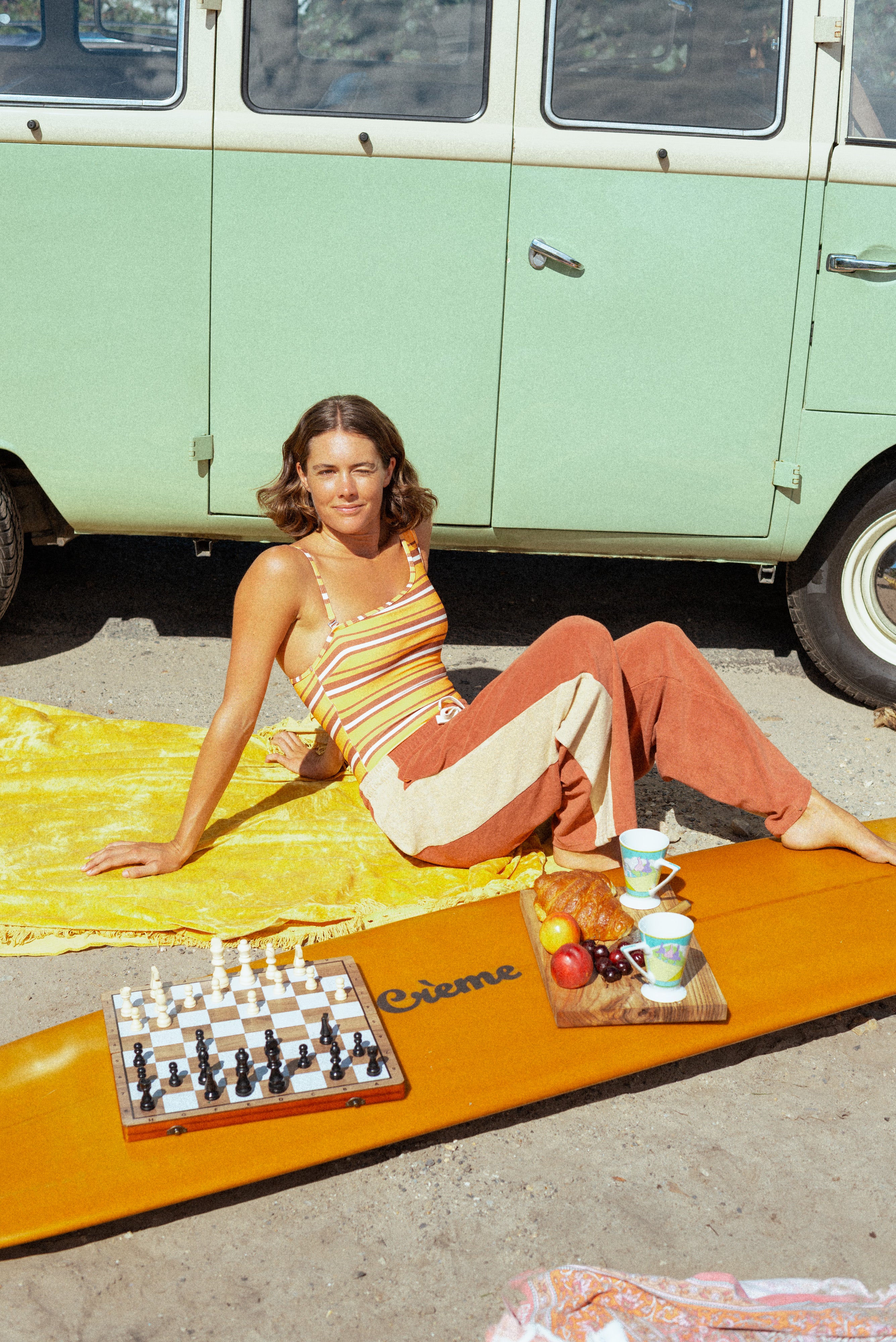 Apres Surf Pant - Rust and Cream | Atmosea
