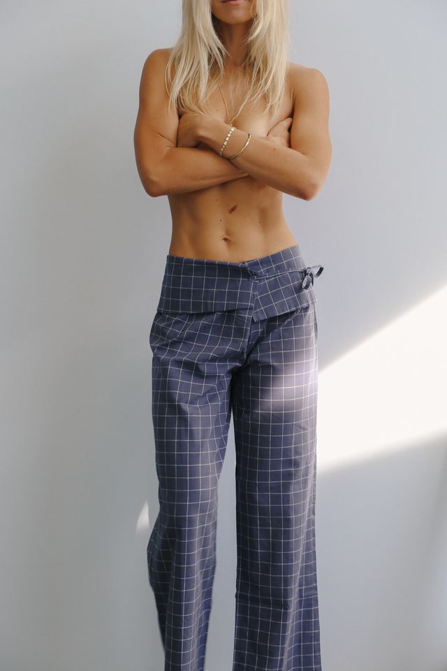 Mika Fold Pant - Indigo Plaid | The Bare Road
