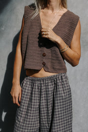 Scarlet Crochet Vest - Chocolate | The Bare Road