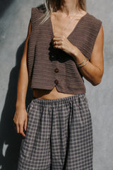 Scarlet Crochet Vest - Chocolate | The Bare Road