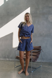 Ava Short - Indigo Plaid | The Bare Road