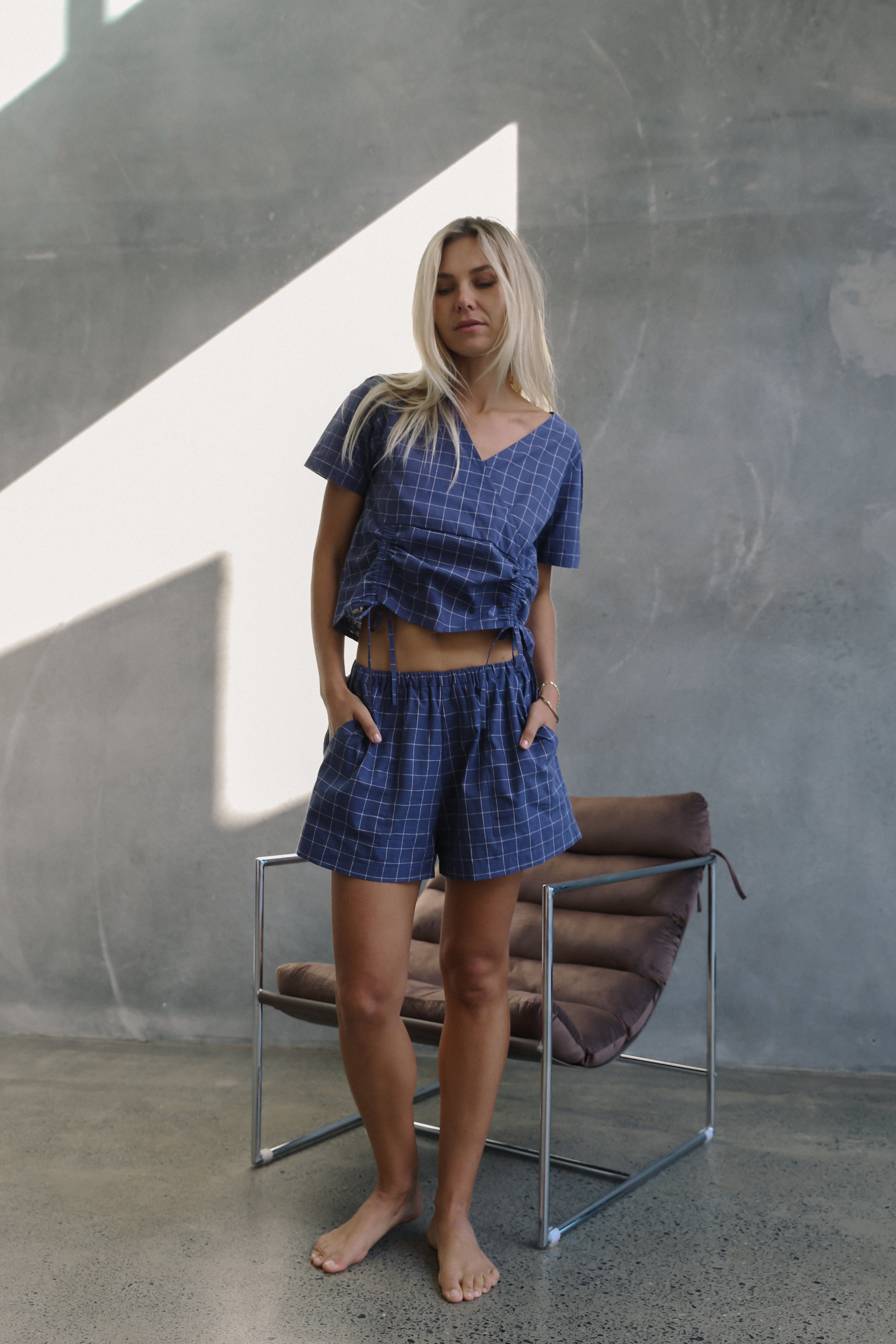 Ava Short - Indigo Plaid | The Bare Road