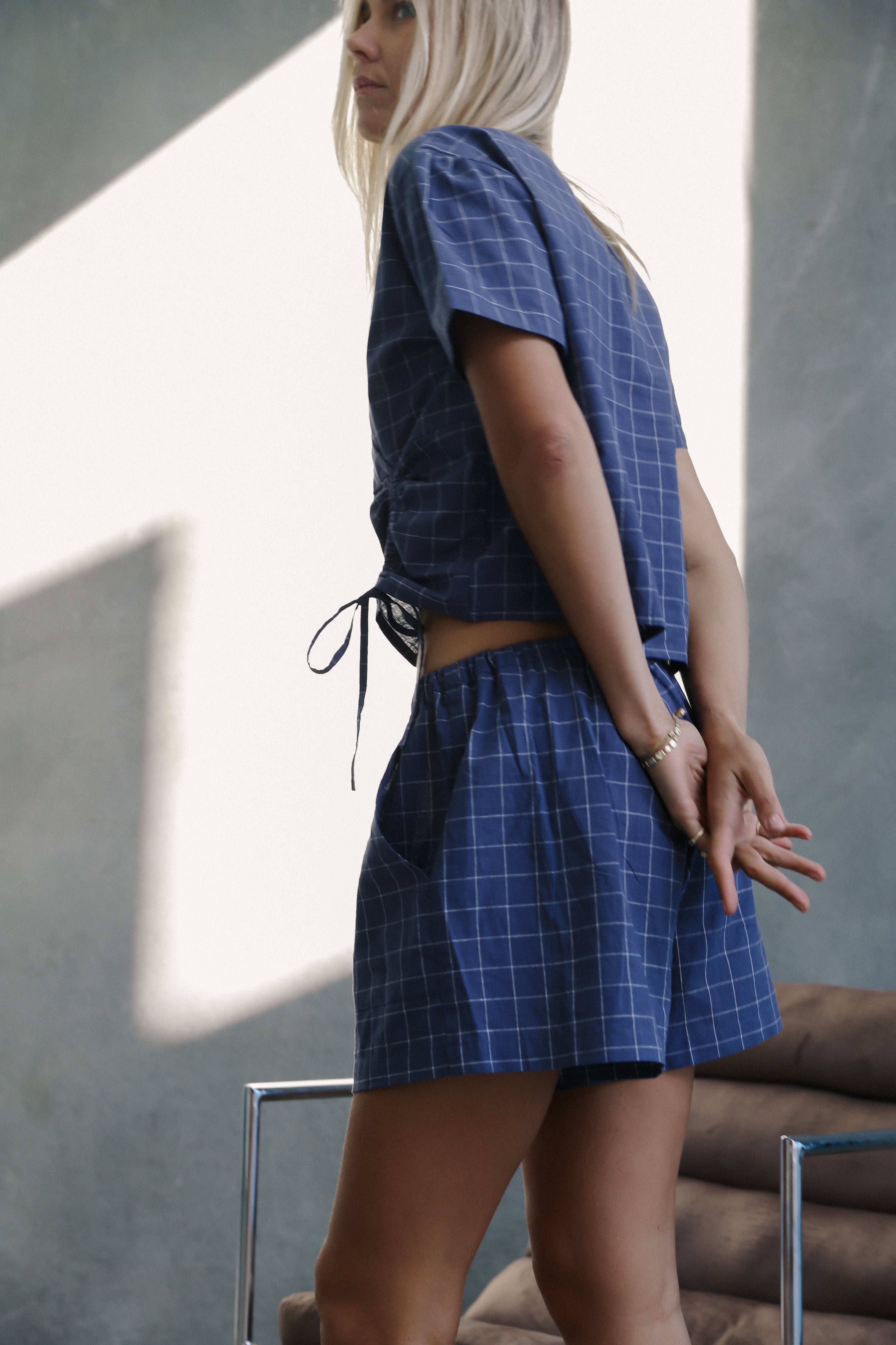 Ava Short - Indigo Plaid | The Bare Road
