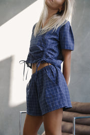 Ava Short - Indigo Plaid | The Bare Road