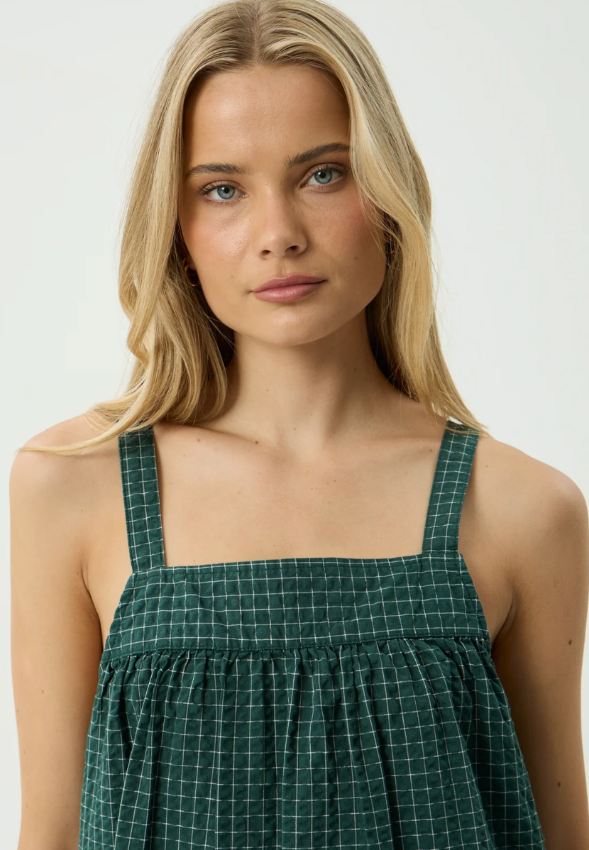 Inka Seersucker Mini Dress - Pine | Afends