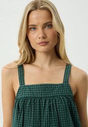 Inka Seersucker Mini Dress - Pine | Afends