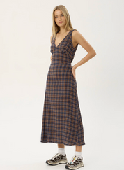 Tully Seersucker Maxi Dress - Shev Indigo Check | Afends