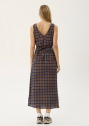 Tully Seersucker Maxi Dress - Shev Indigo Check | Afends