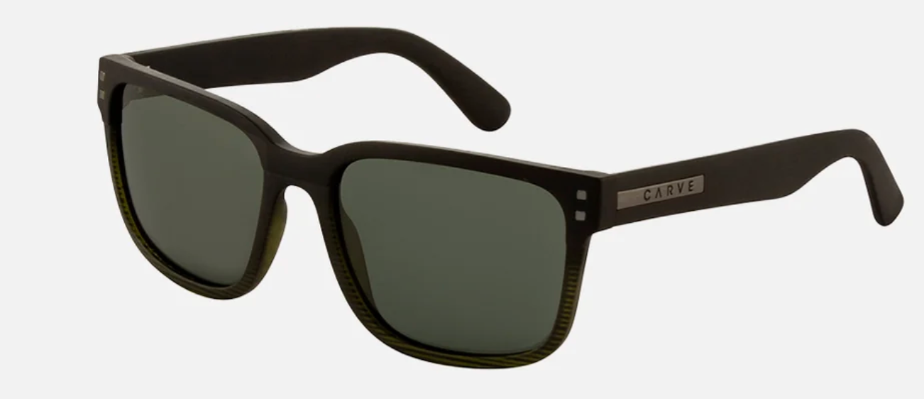 Carve Rivals XL Sunglasses in Matte Black to Olive Streak Green Polarised