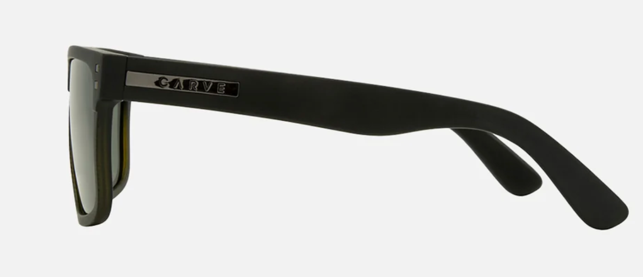Carve Rivals XL Sunglasses in Matte Black to Olive Streak Green Polarised