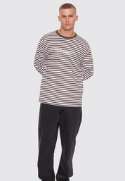 Primitive Stripe Oversize Crop Long Sleeve Tee