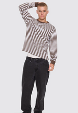 Primitive Stripe Oversize Crop Long Sleeve Tee