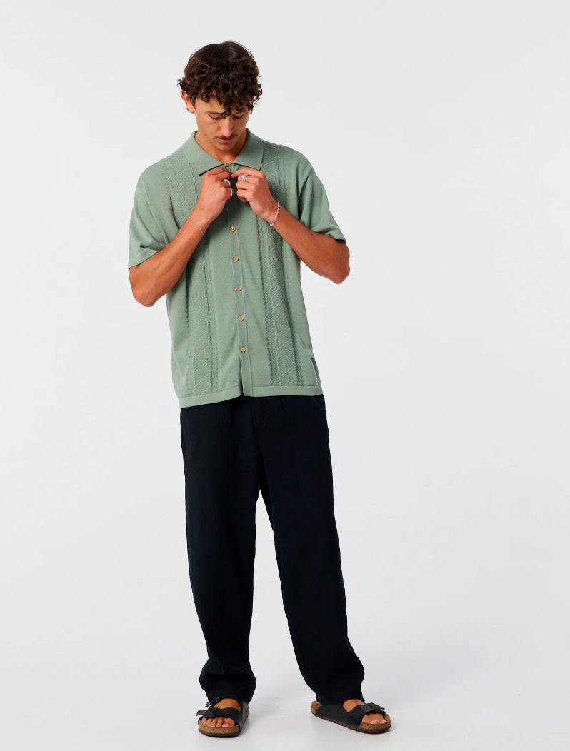 Trader Knit Shirt - Dusty Green | The Critical Slide Society