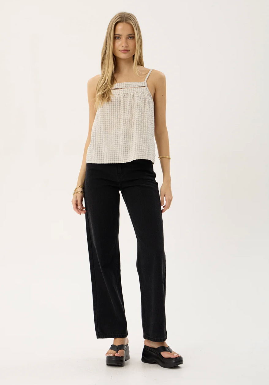 Candice Organic Seersucker Cami Top - Moonbeam Check | Afends