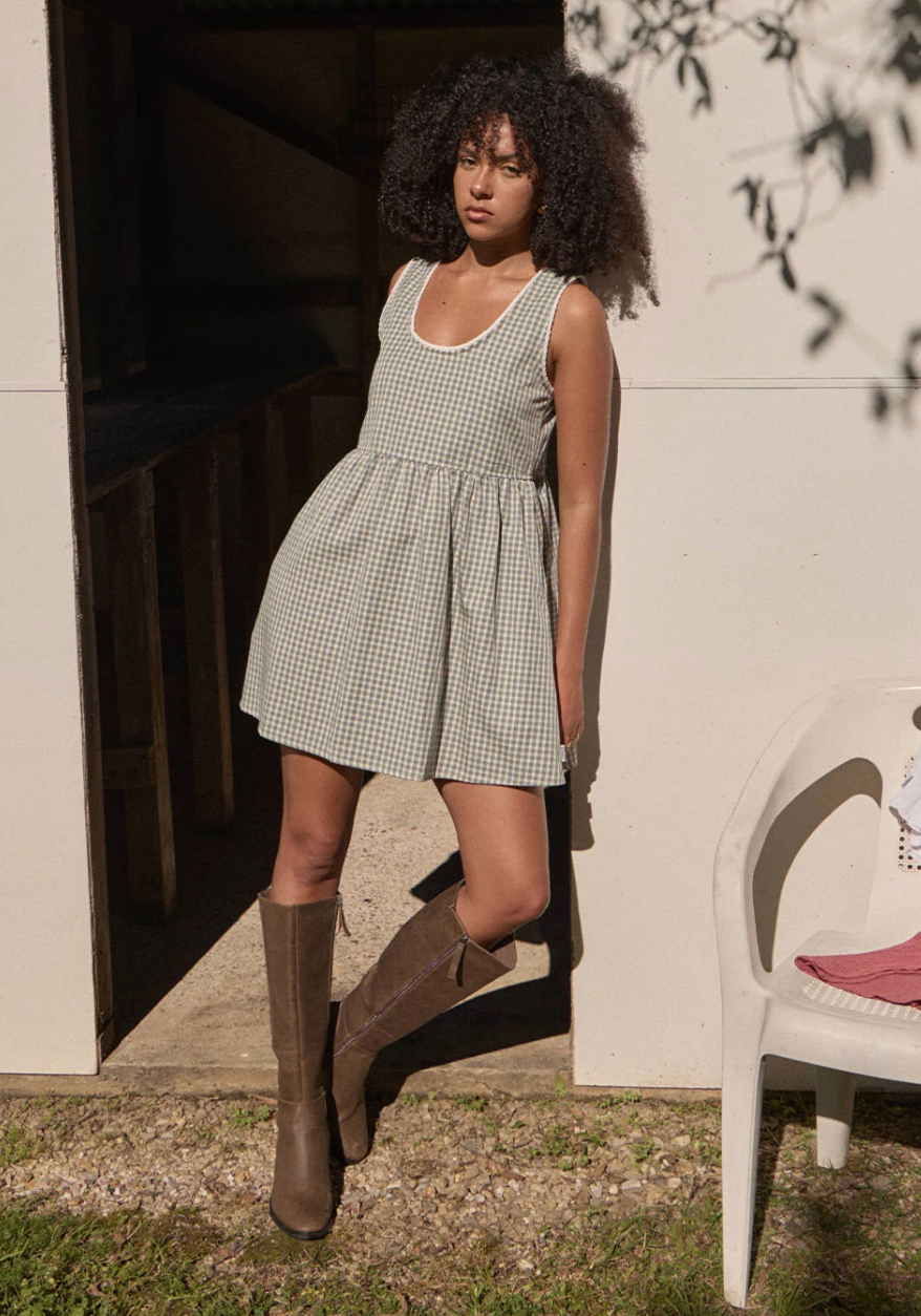 Jesse Vice Recycled Mini Dress - Alpine Check | Afends