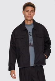 Chaotic Interventions Cropped Overshirt - Black | Thrills Co
