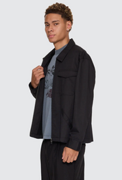 Chaotic Interventions Cropped Overshirt - Black | Thrills Co