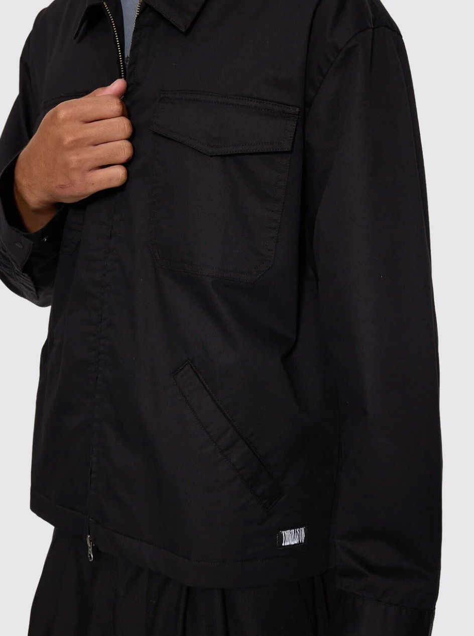 Chaotic Interventions Cropped Overshirt - Black | Thrills Co