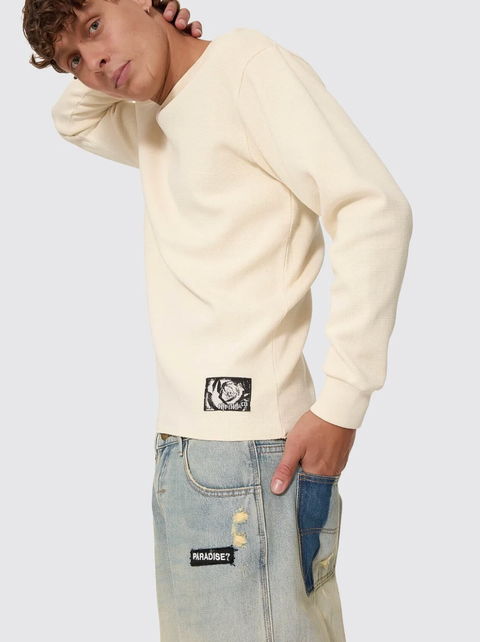 New Delusions Waffle Long Sleeve - Unbleached | Thrills Co