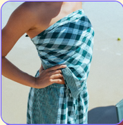 Patchwork Scarf - Turquoise Check | Atmosea