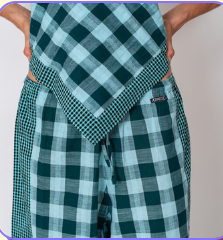 Patchwork Scarf - Turquoise Check | Atmosea