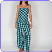 Patchwork Scarf - Turquoise Check | Atmosea