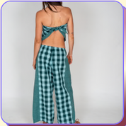 Patchwork Scarf - Turquoise Check | Atmosea