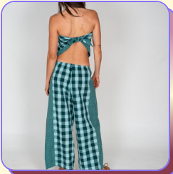 Patchwork Scarf - Turquoise Check | Atmosea