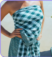 Patchwork Scarf - Turquoise Check | Atmosea