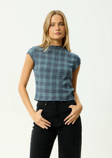 Wren Seersucker Top - Navy Check | Afends