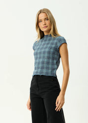 Wren Seersucker Top - Navy Check | Afends