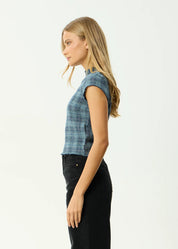 Wren Seersucker Top - Navy Check | Afends
